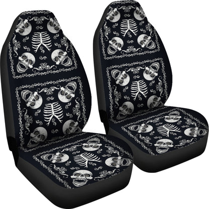 Bandana Skull Black White Print Design LKS306 Car Seat Covers
