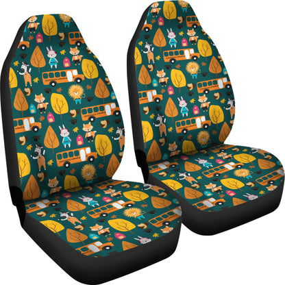 School Bus Print Design LKS309 Car Seat Covers