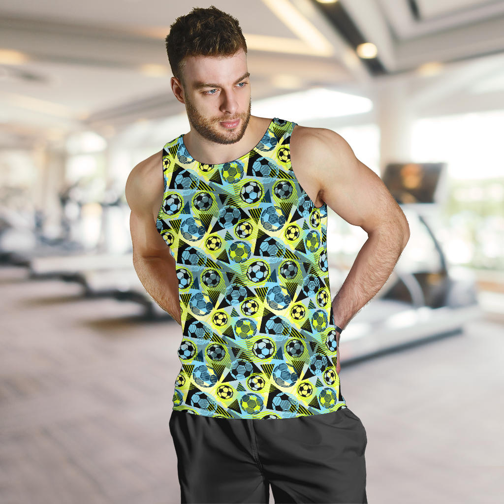 Soccer Ball Themed Print Design Men Tank Top
