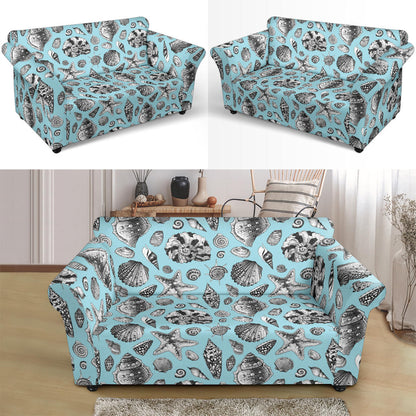 Seashell Beach Print Design LKS302 Loveseat Couch Slipcover