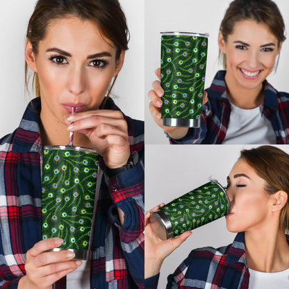 Peacock Feather Green Design Print Tumbler