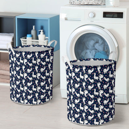 Alpaca Heart Star Design Themed Print Laundry Basket