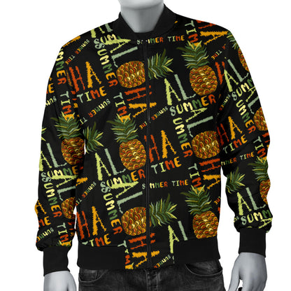 Aloha Hawaii Time Design Themed Print Men Bomber Jacket