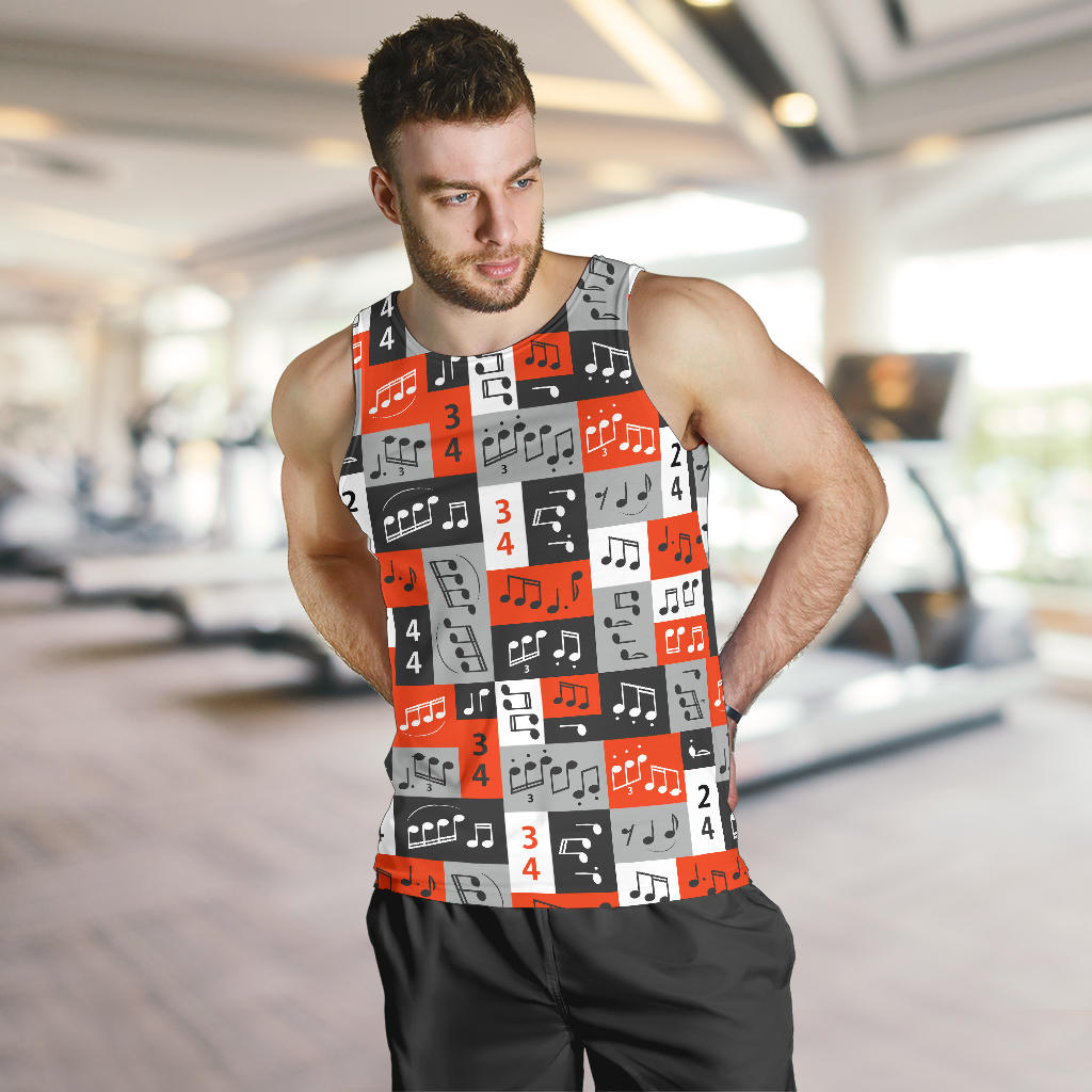 Music Note Design Themed Print Men Tank Top