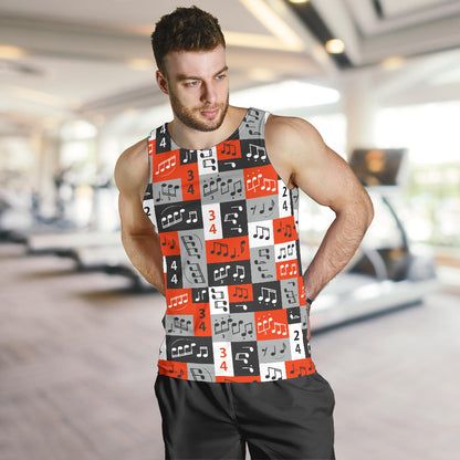 Music Note Design Themed Print Men Tank Top