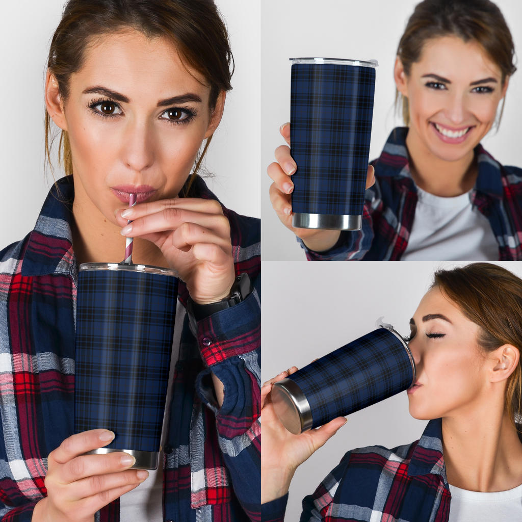 Navy Blue Tartan Plaid Pattern Tumbler
