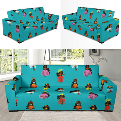 Hula Dancers Pattern Print Design 04 Sofa Slipcover