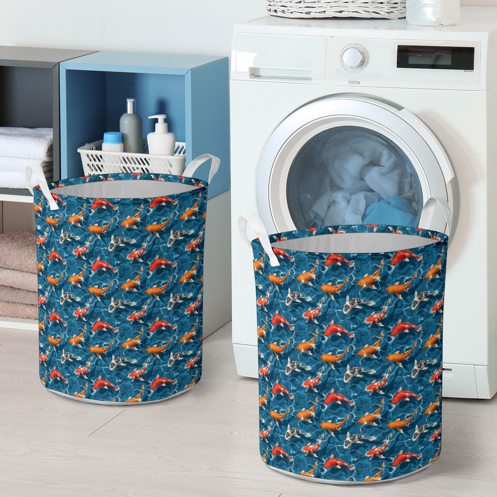 Koi Carp Water Design Themed Print Laundry Basket