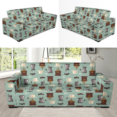 Coffee Pattern Print Design 04 Sofa Slipcover