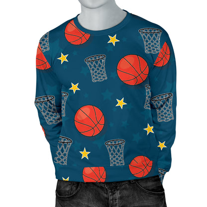 Basketball Classic Print Pattern Men Long Sleeve Sweatshirt