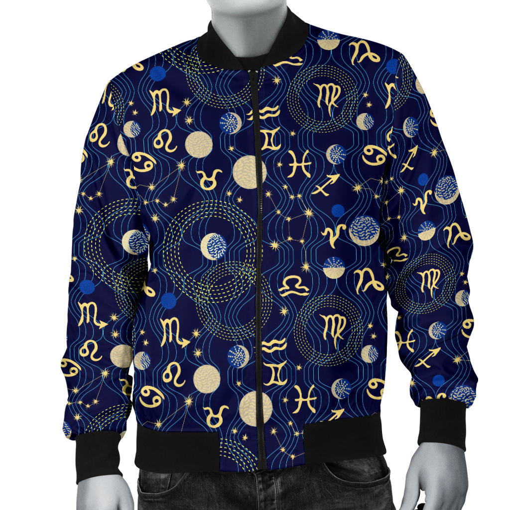 ZodiacThemed Design Print Men Bomber Jacket