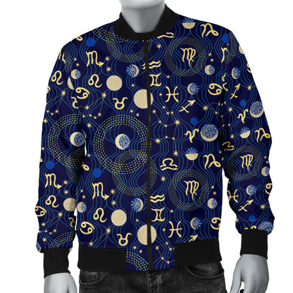 ZodiacThemed Design Print Men Bomber Jacket