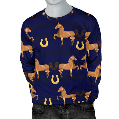 Horse Luxury Themed Pattern Print Men Long Sleeve Sweatshirt