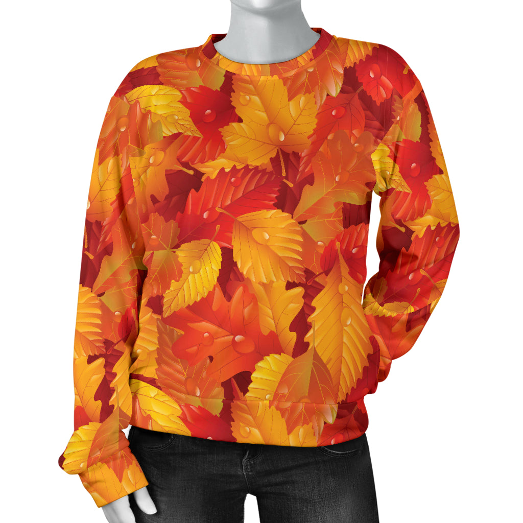 Elm Leave Autum Print Pattern Women Long Sleeve Sweatshirt