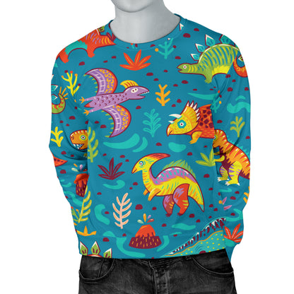 Dinosaur Cartoon Style Men Long Sleeve Sweatshirt