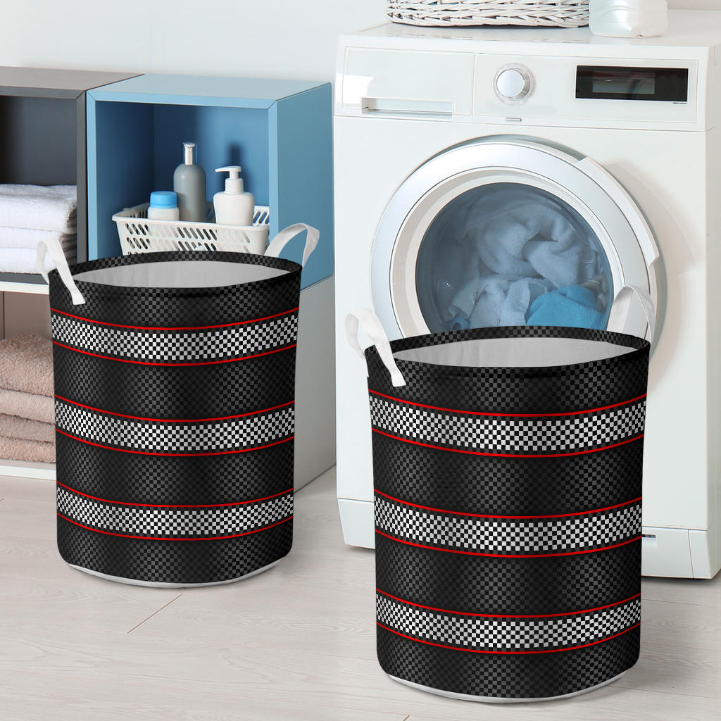 Checkered Flag Red Line Style Laundry Basket