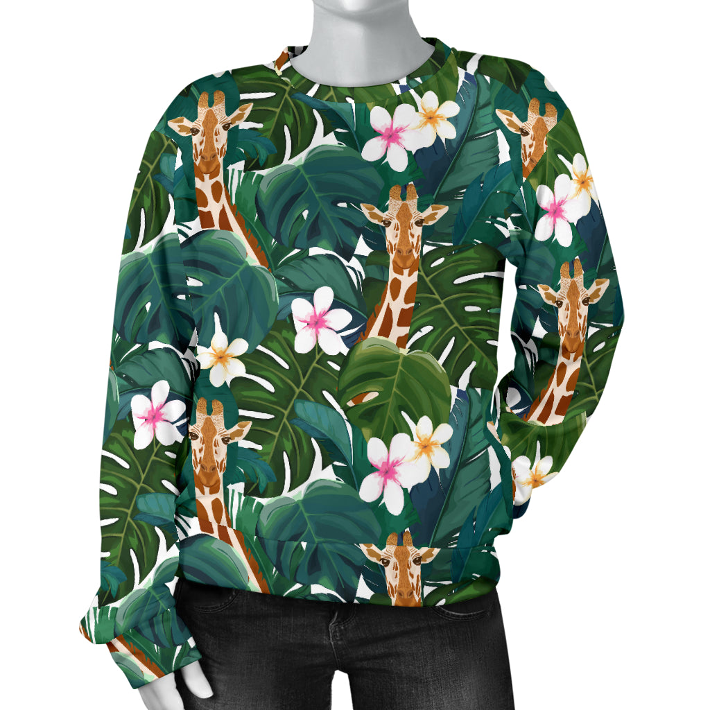 Giraffe Jungle Design Print Women Long Sleeve Sweatshirt
