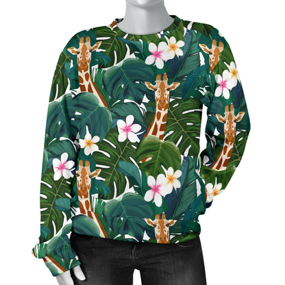 Giraffe Jungle Design Print Women Long Sleeve Sweatshirt