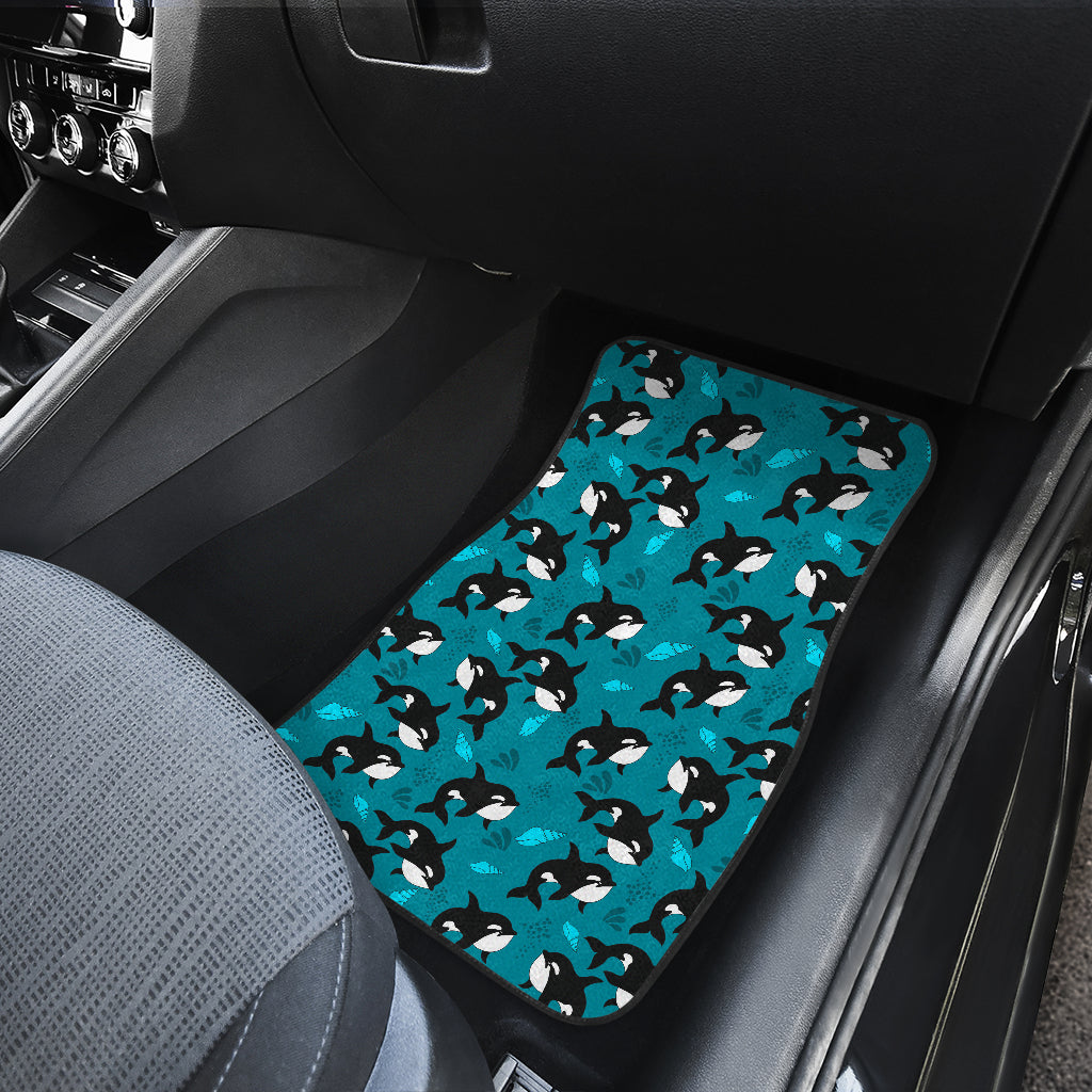 Whale Sea Design Themed Print Car Floor Mats Front Back