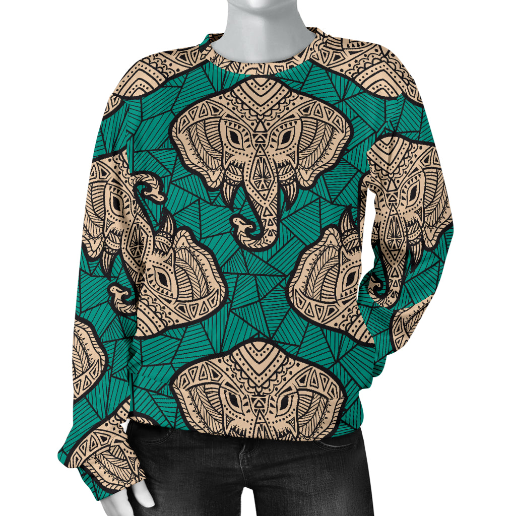 Boho Head Elephant Women Long Sleeve Sweatshirt