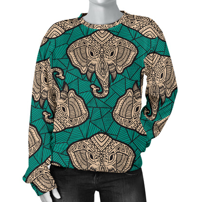 Boho Head Elephant Women Long Sleeve Sweatshirt