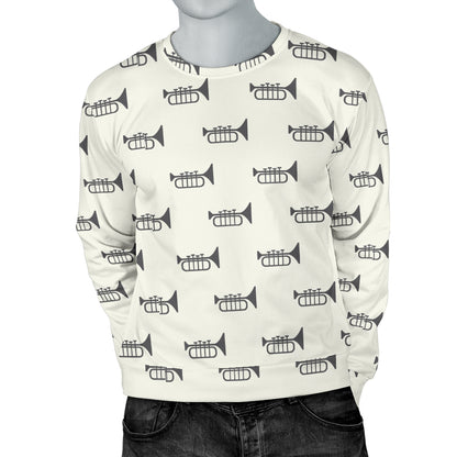 Trumpet Pattern Themed Print Men Long Sleeve Sweatshirt