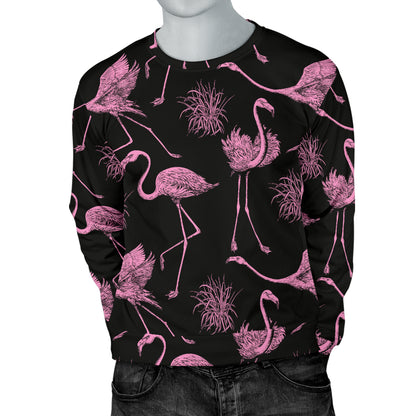 Flamingo Pink Print Pattern Men Long Sleeve Sweatshirt