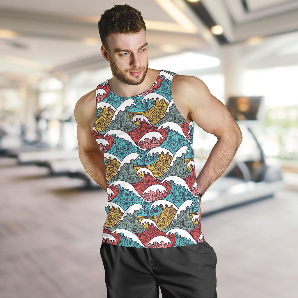Tribal Wave Pattern Print Men Tank Top