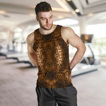 Snake Skin Brown Print Men Tank Top