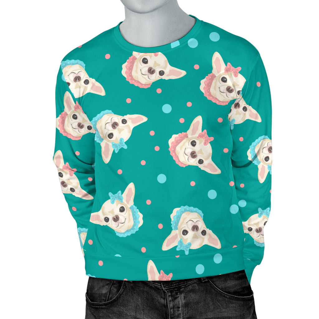 Chihuahua Polka Dot Pattern Men Long Sleeve Sweatshirt