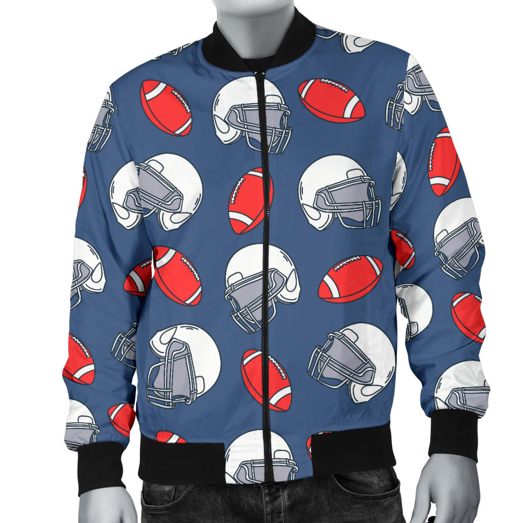 American Football Helmet Design Pattern Men Bomber Jacket