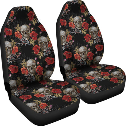 Spider Web Skull Rose Print Design LKS305 Car Seat Covers