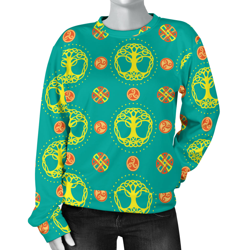 Celtic Tree of Life Print Pattern Women Long Sleeve Sweatshirt
