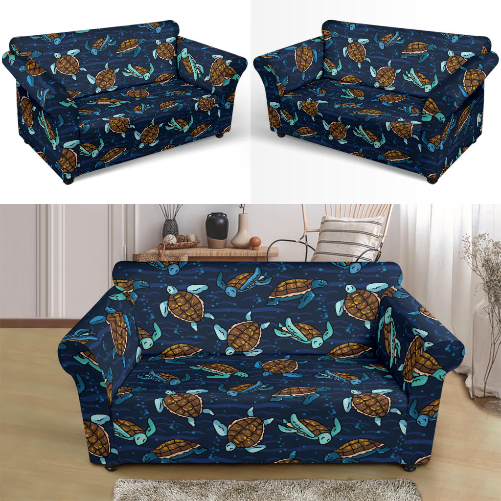 Sea Turtle Print Design LKS3011 Loveseat Couch Slipcover