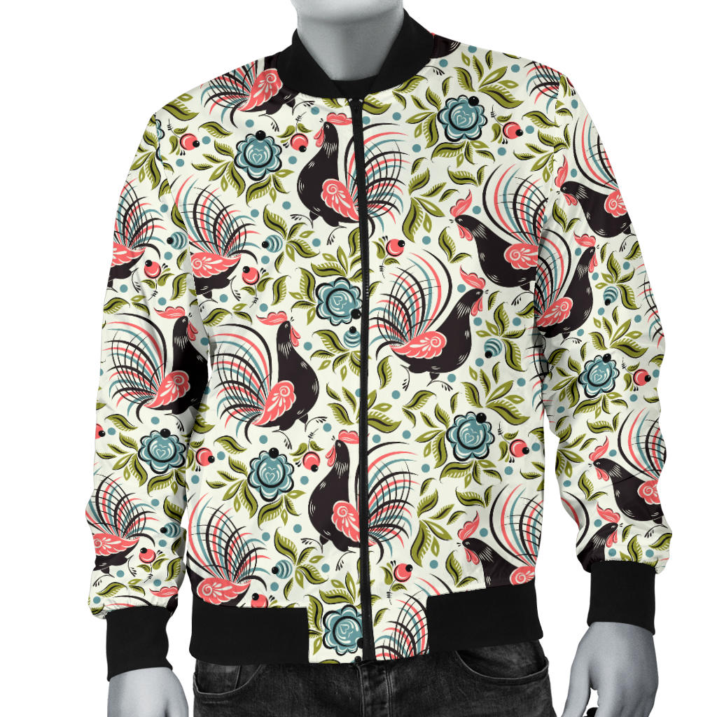 Rooster Print Design Men Bomber Jacket