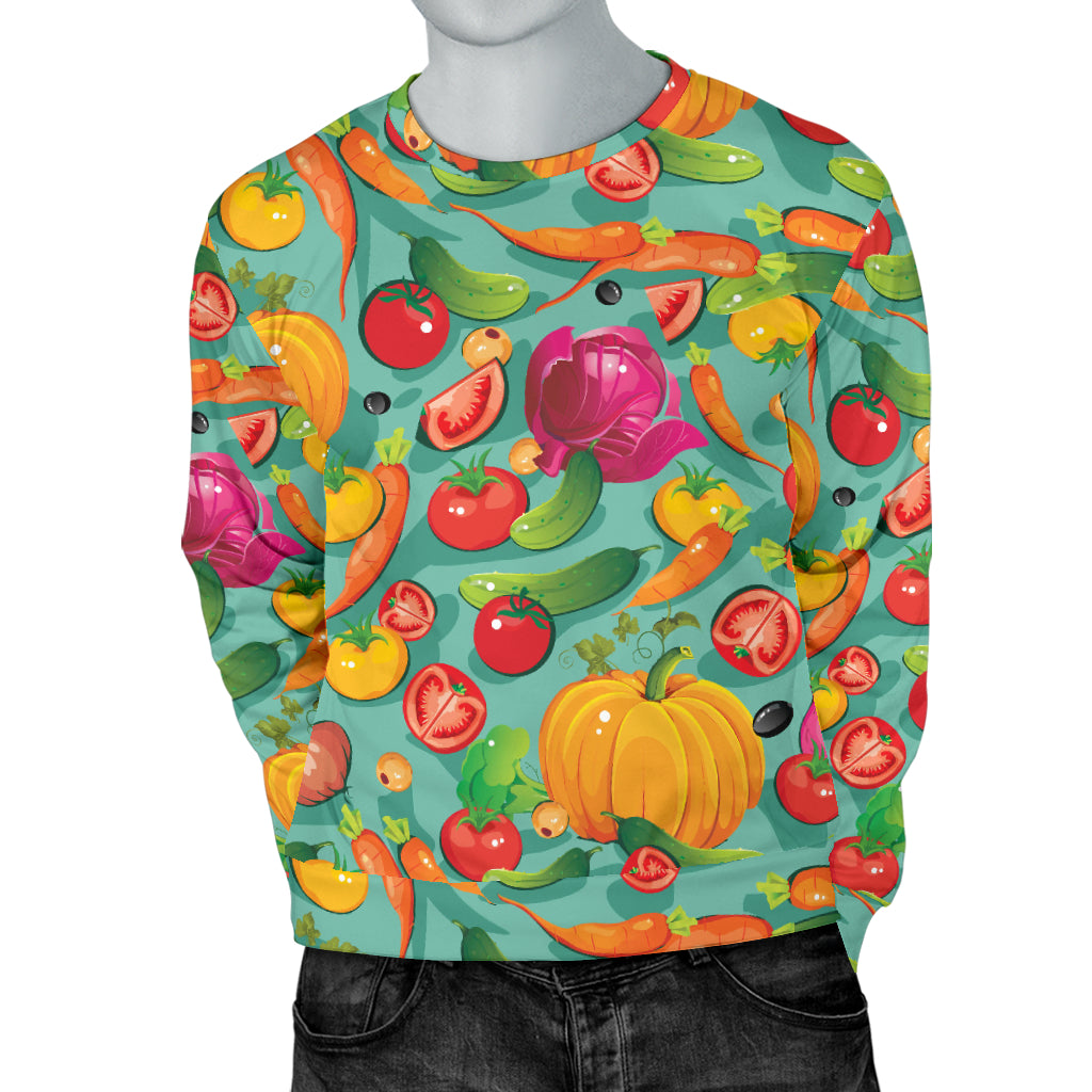 Vegan Colorful Themed Design Print Men Long Sleeve Sweatshirt