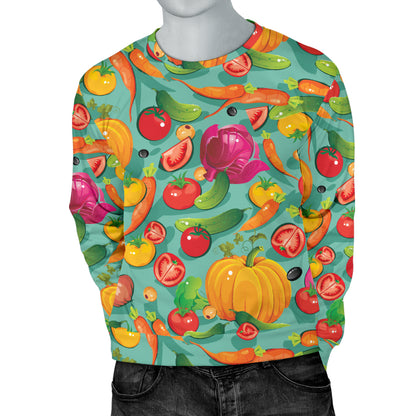 Vegan Colorful Themed Design Print Men Long Sleeve Sweatshirt