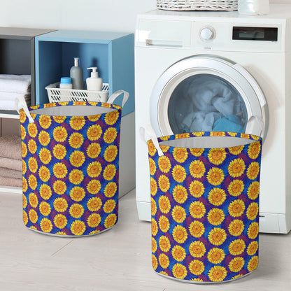 Sunflower Hand Drawn Style Print Laundry Basket