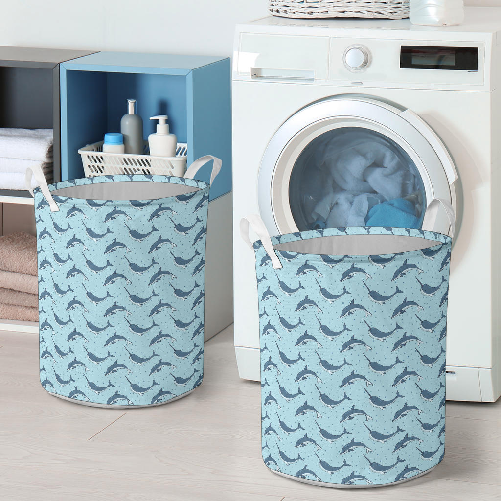 Narwhal Dolphin Print Laundry Basket