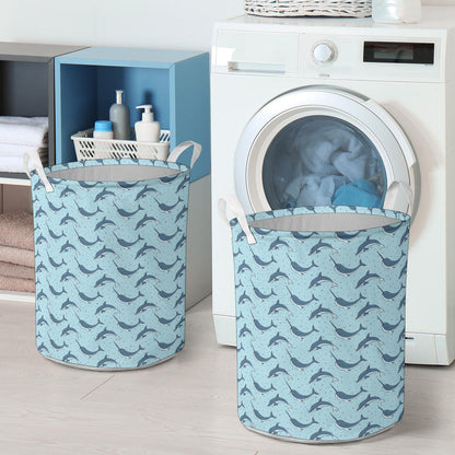 Narwhal Dolphin Print Laundry Basket