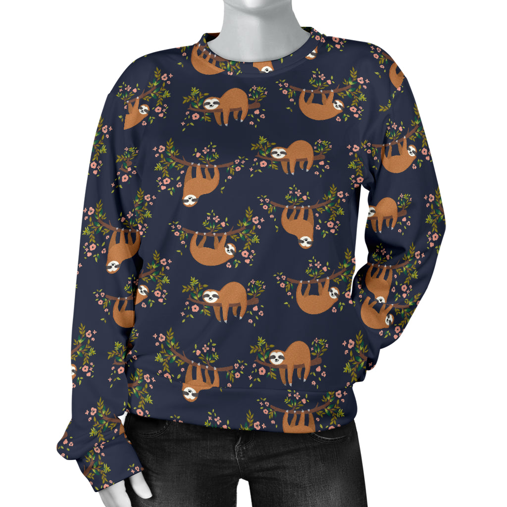 Sloth flower Design Themed Print Women Long Sleeve Sweatshirt