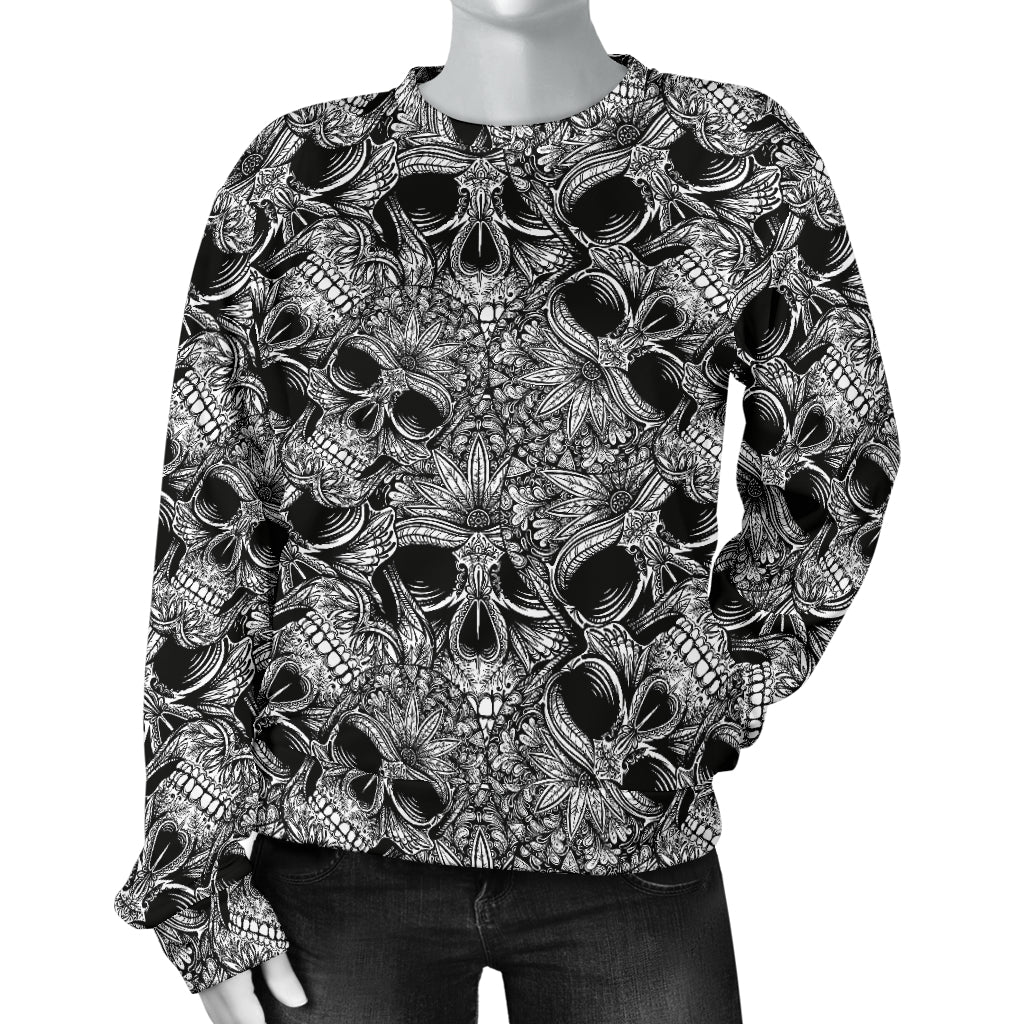 Skull Tattoo Design Print Women Long Sleeve Sweatshirt