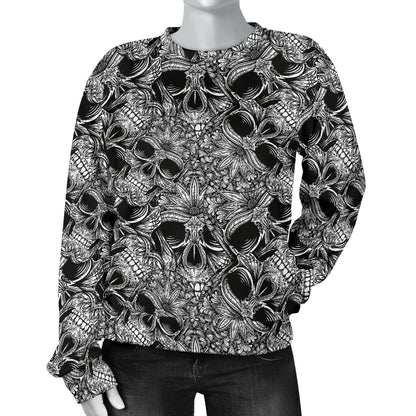 Skull Tattoo Design Print Women Long Sleeve Sweatshirt