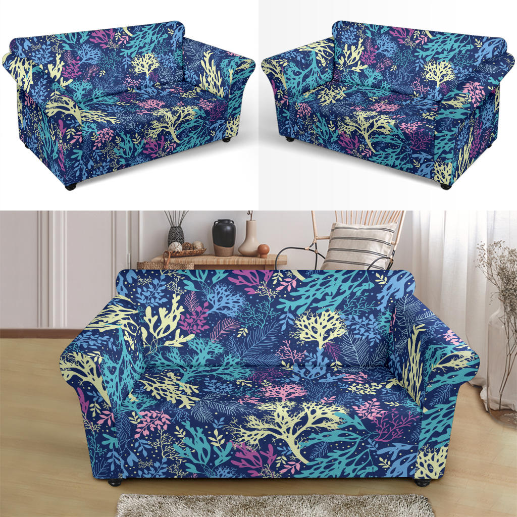 Seaweed Print Design LKS301 Loveseat Couch Slipcover