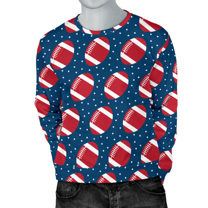 American Football Star Design Pattern Men Long Sleeve Sweatshirt
