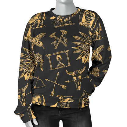 American indian Gold Style Women Long Sleeve Sweatshirt