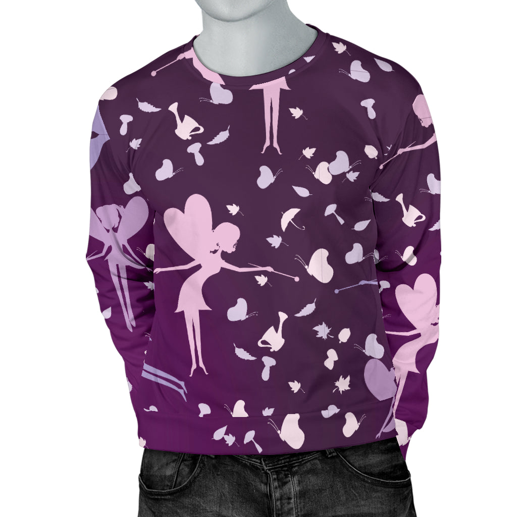 Fairy Pink Print Pattern Men Long Sleeve Sweatshirt