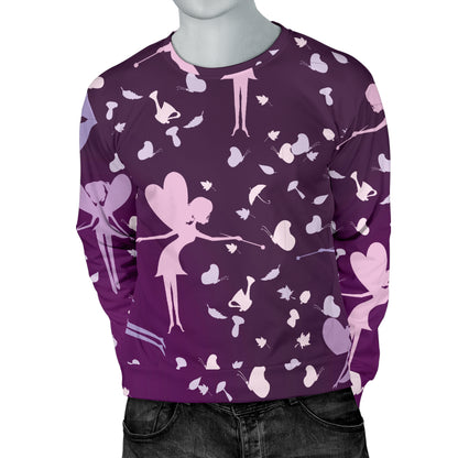 Fairy Pink Print Pattern Men Long Sleeve Sweatshirt