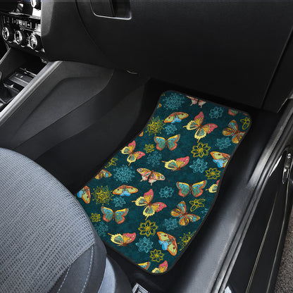 Butterfly Hand Draw Print Pattern Car Floor Mats Front Back