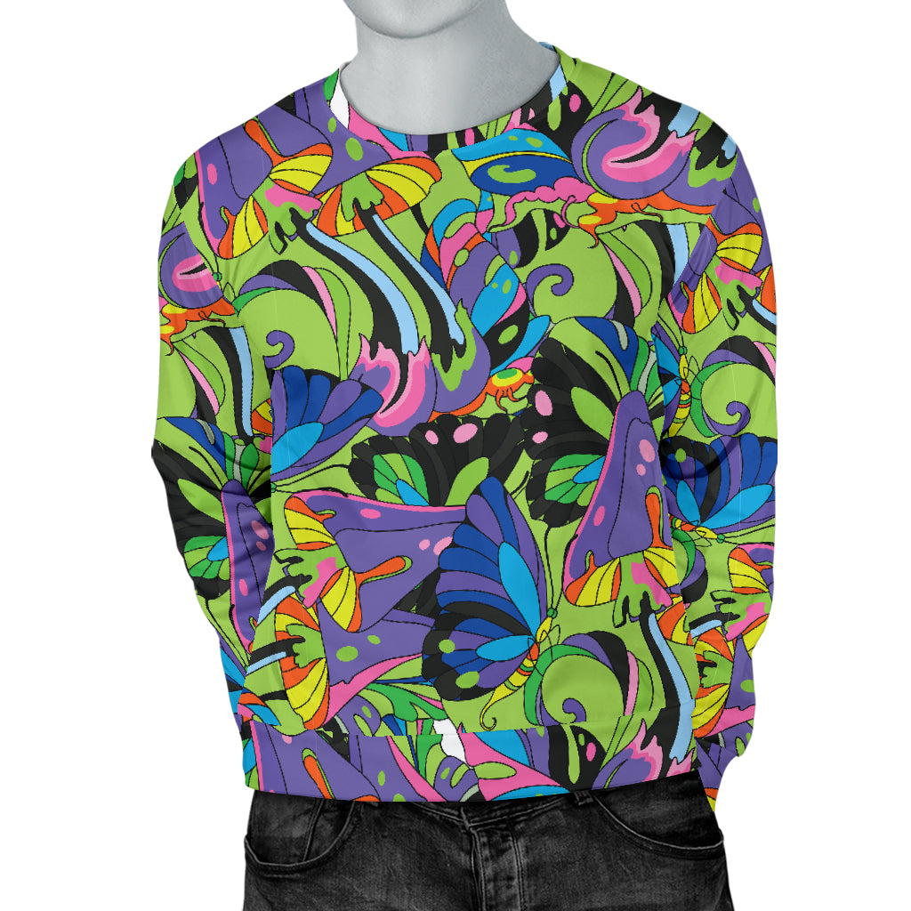 Psychedelic Trippy Mushroom Themed Men Long Sleeve Sweatshirt